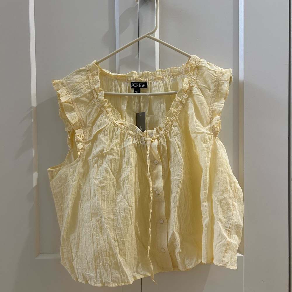 J. Crew Light Yellow Ruffle Blouse